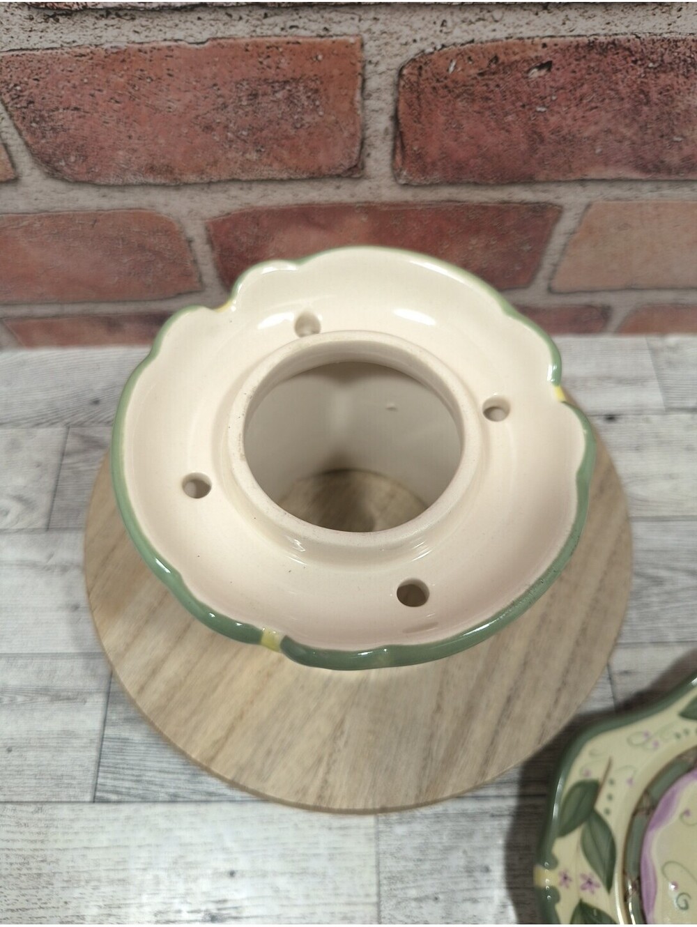PARTY LITE Strawberry Fields Ceramic Candle Shade Topper 3.75x4.5” & Plate 6.25” - Picture 7 of 10